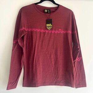 Black Crows 100% Merino Wool Chevron Line Base Layer Small NWT in Deep Burgundy